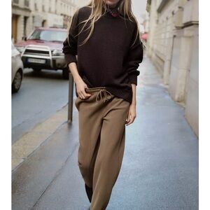 Zara Women’s  Wide Leg Pants - Dark Brown (Mink)